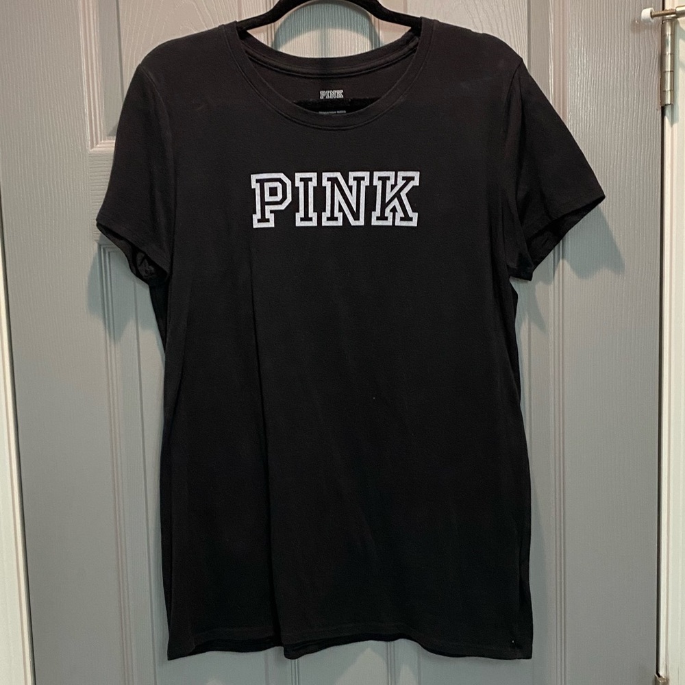 PINK Women’s T-shirt SZ L. Black.